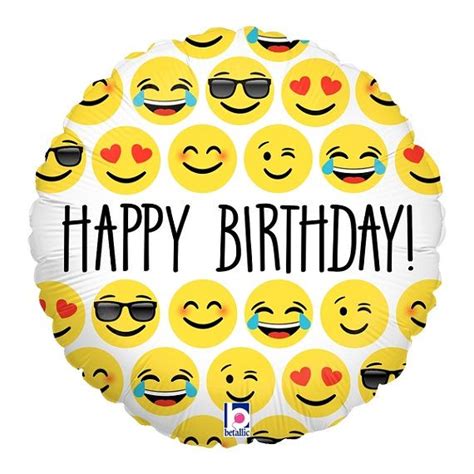 18 Emoji Happy Birthday Balloon Foil Mylar Emoticons | Etsy | Happy ...