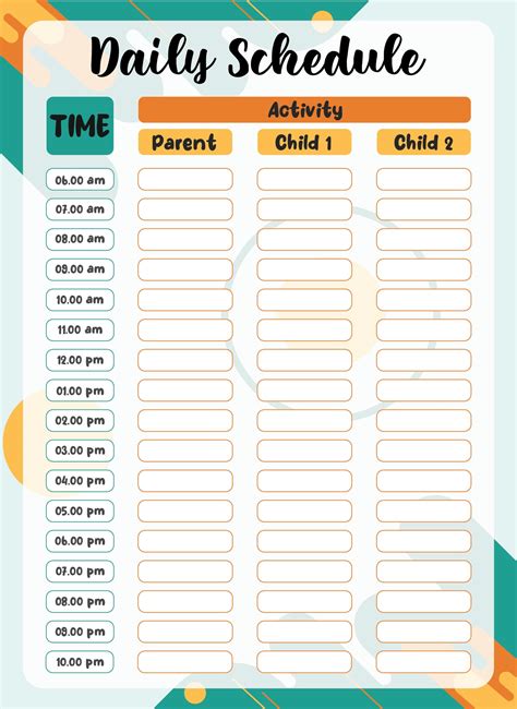 Free Printable 24 Hour Daily Schedule Sheet