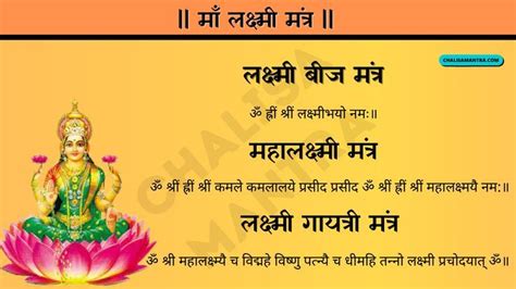 Maa Laxmi Mantra In Hindi [Image & PDF] | ChalisaMantra | Mantras ...