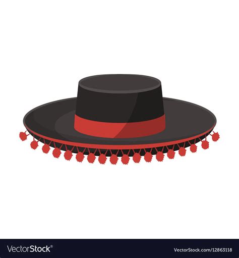 Traditional spanish hat icon in cartoon style Vector Image