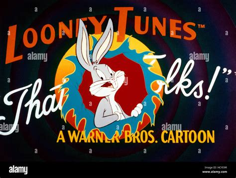 Bugs Bunny, ending of Looney Tunes cartoon with trademark saying, 'That's All Folks!', (date ...