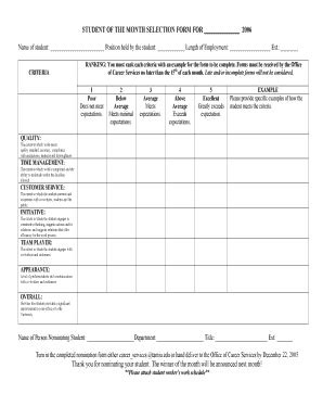 Student Of The Month Nomination Form - Fill and Sign Printable Template Online