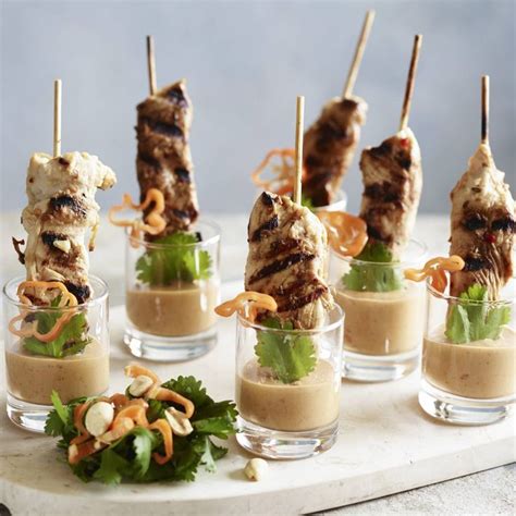 Chicken Satay, Chicken Skewers, Party Food Appetizers, Appetizer Recipes, Chicken Delivery ...
