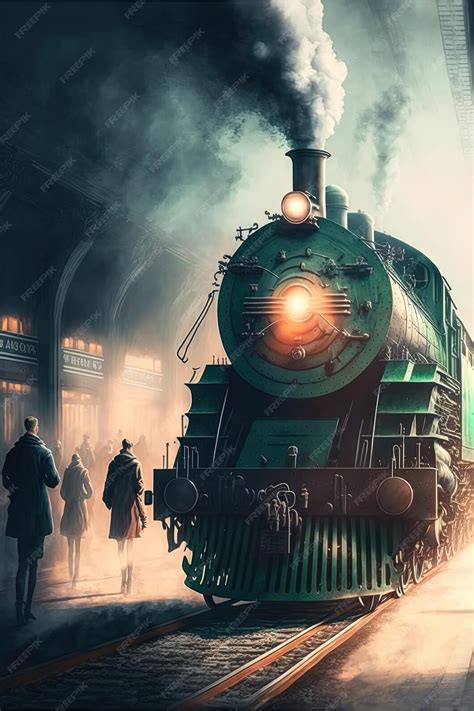 Premium Photo | Vintage steam train locomotive in train station ...