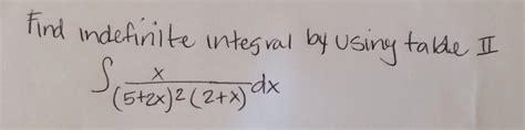 Solved Find indefinite integral by using table II | Chegg.com