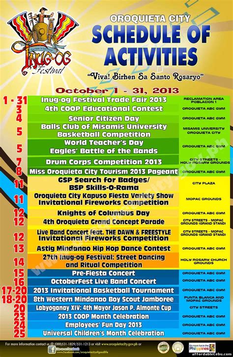 Oroquieta City Fiesta 2013 Schedule of Activities - Events 28275