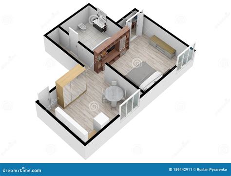 3D Floor Plan. 3D Illustration Floorplan Stock Illustration ...