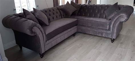 Plain velvet chesterfield corner suite sofa | Chesterfield sofa, Living ...