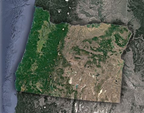 Satellite Map of Oregon - WhiteClouds