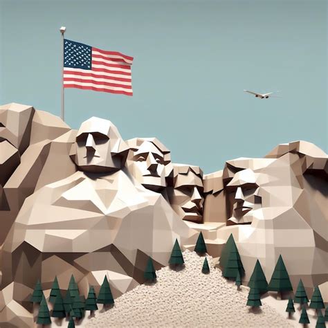 Premium AI Image | Mount Rushmore National Memorial in Origami Style