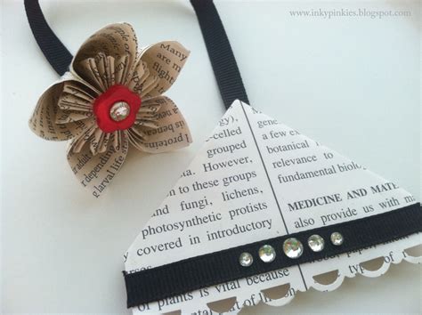 InkyPinkies: Corner Bookmark with Origami Flower Dangle