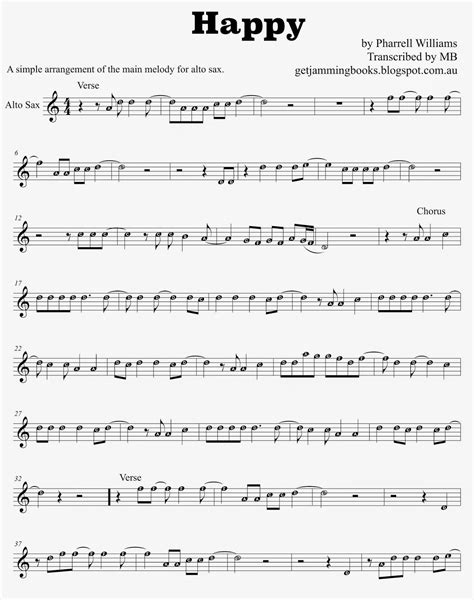 Get Jamming: "Happy" - sheet music for alto sax (as requested by a Get ...