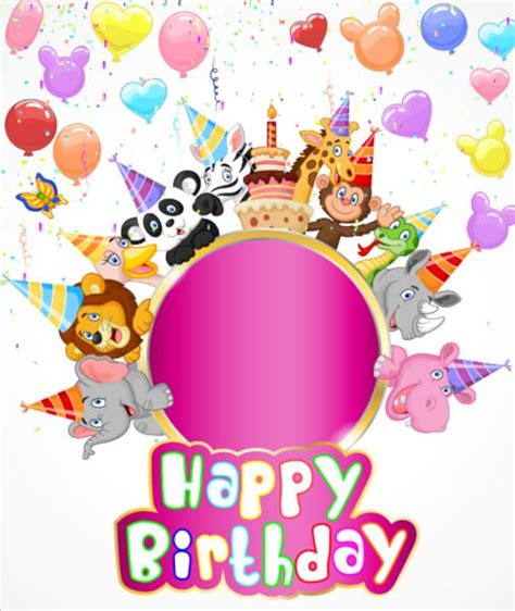 Cute animal with birthday background creative vector 07 free download