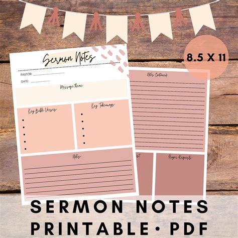 Sermon Notes Printable Digital Download Church Notes | Etsy