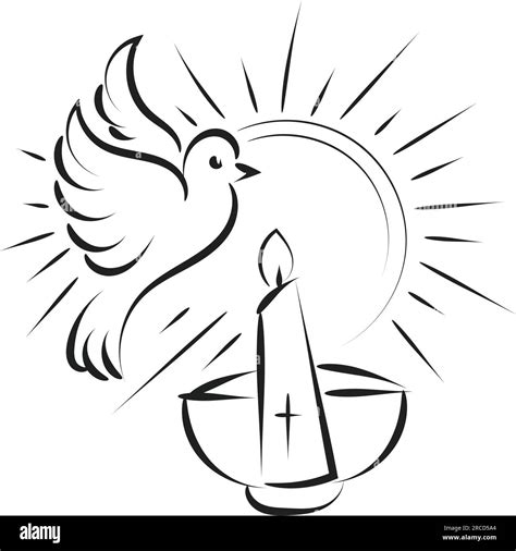 Catholic Baptism. Baptism symbol Sacraments of Catholic Church Eucharist Stock Vector Image ...