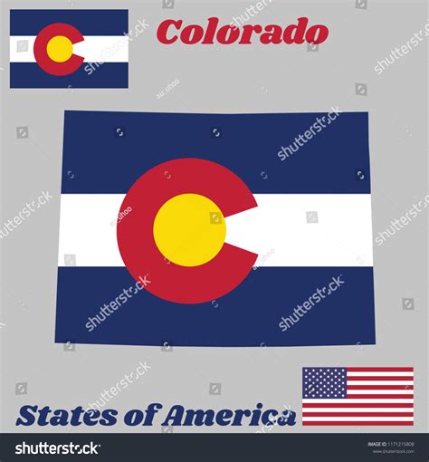 Map Outline Flag Colorado Three Horizontal Stock Vector (Royalty Free ...