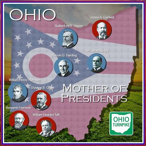 an image of a map with presidents in the united states and ohio on it's side