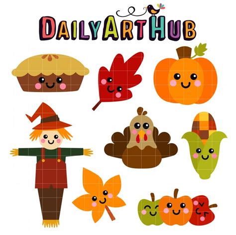 Kawaii Thanksgiving Clip Art Set – Daily Art Hub // Graphics, Alphabets ...