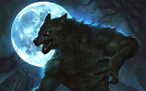 Download Creature Moon Dark Werewolf HD Wallpaper by Manthos Lappas