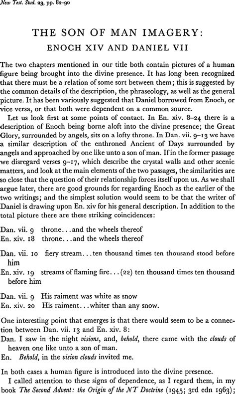 The Son of Man Imagery: Enoch xiv and Daniel vii | New Testament ...