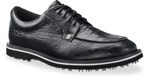 G/FORE Gallivanter Pintuck Croc-embossed Leather Golf Shoes in Black ...