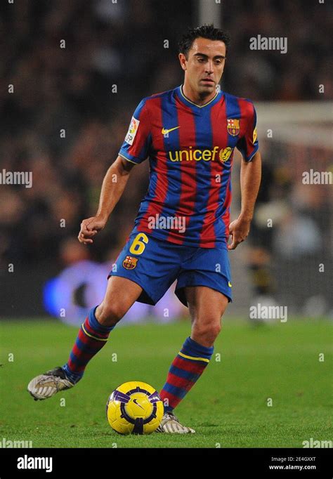 Barcelona's Xavi in action during the Spanish First League Soccer Match ...