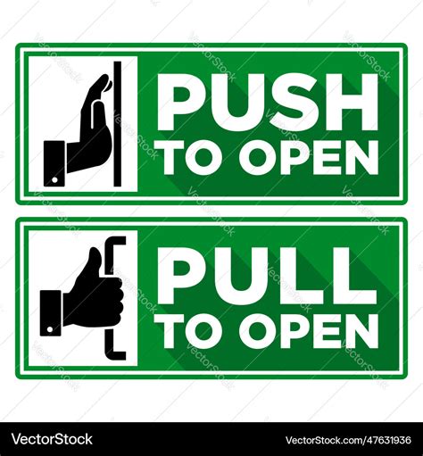 Push and pull to open door signs Royalty Free Vector Image