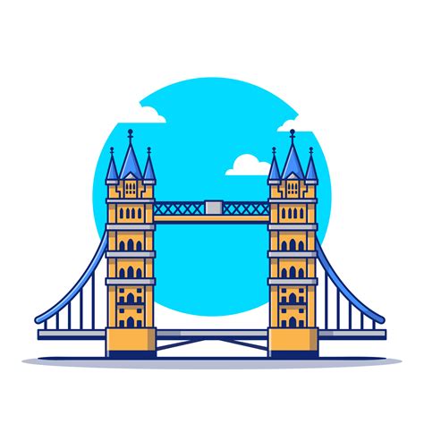London Bridge Cartoon Vector Icon Illustration. Famous Building Traveling Icon Concept Isolated ...