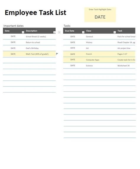 Employee Task List Templates | 5+ Printable Word, Excel & PDF Formats ...