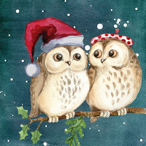 Download Merry Christmas, Owls, Winter. Royalty-Free Stock Illustration Image - Pixabay