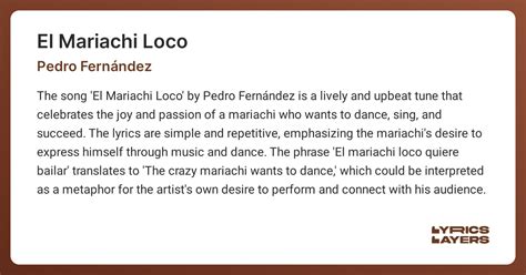 EL MARIACHI LOCO - Pedro Fernández - LYRICSLAYERS.COM