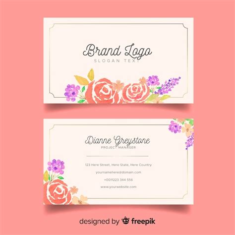 Free Vector | Floral business card template in floral style