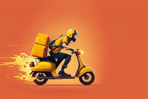 Premium Photo | Free fast delivery service by scooter on red background ...