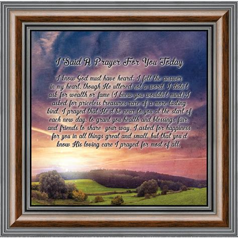 I Said A Prayer For You Today, Christian Framed Poem to Encourage and ...