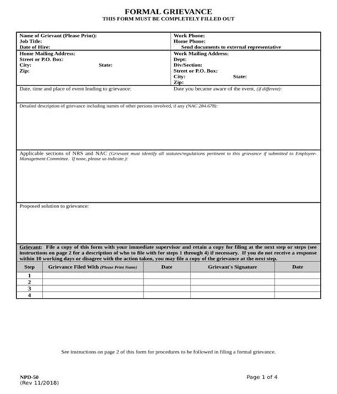 Formal Hr Complaint Template