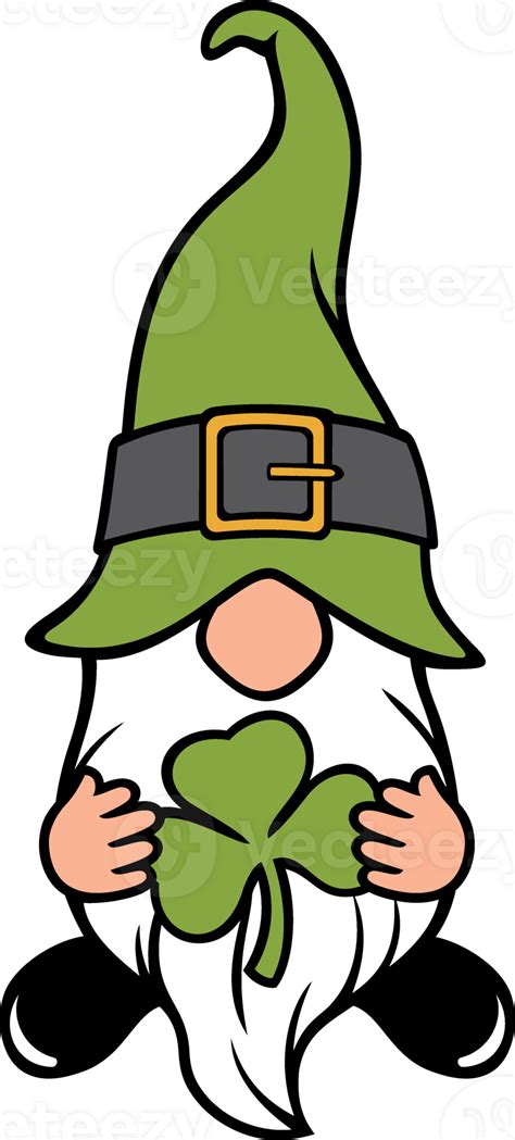 St Patrick's Day Gnome with Three Leaves Clover. PNG Illustration. 24391678 PNG