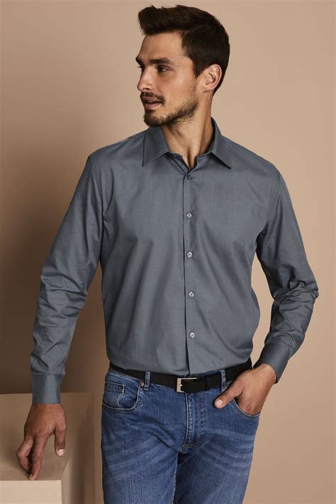 Essentials Men's Long Sleeve Shirt, Dark Grey | Simon Jersey