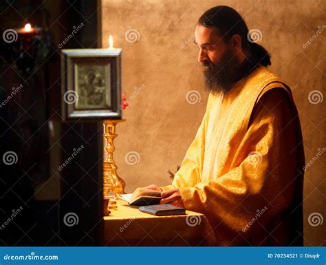 Orthodox Christian Priest Monk during a Prayer Praying Portrait ...