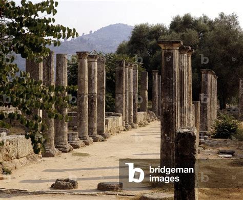 View of the sanctuary of Olympia (776 BC) where the Olympic Games were ...