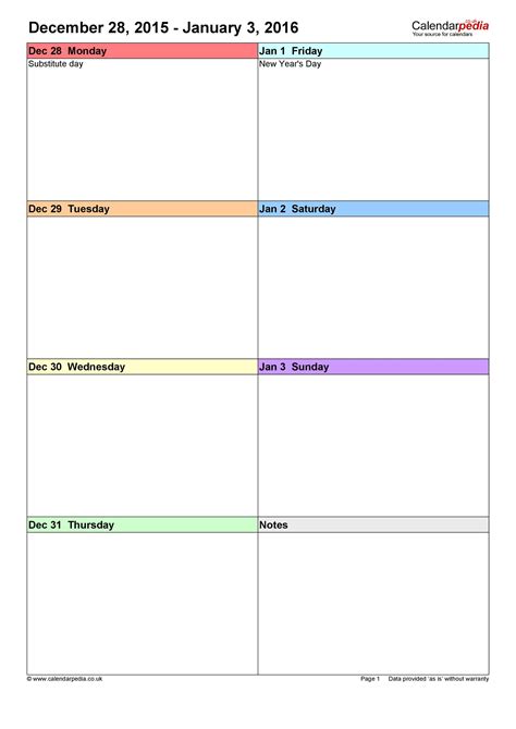 1 Week Calendar Fillable Printable | Calendar Printables Free Templates