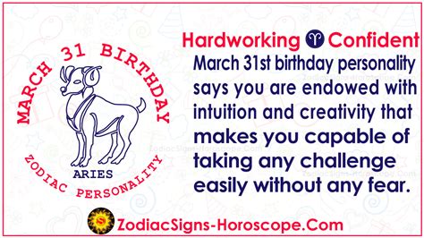 March 31 Zodiac (Aries) Horoscope Birthday Personality and Lucky Things