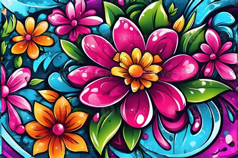 Flower Graffiti Wallpaper, Graffiti Background, Floral Graffiti Pattern ...