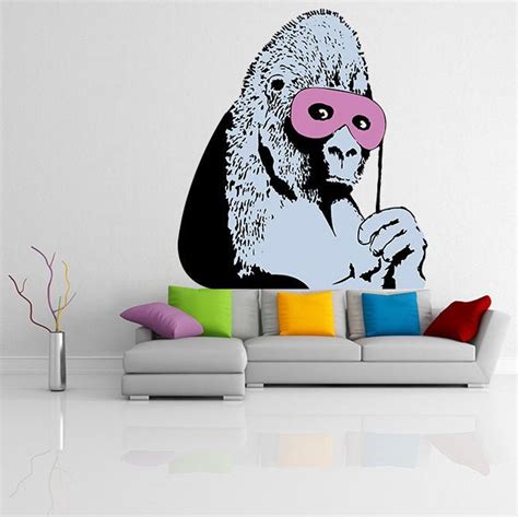 Banksy Monkey With Pink Mask Wall Sticker Large Bansky | Etsy