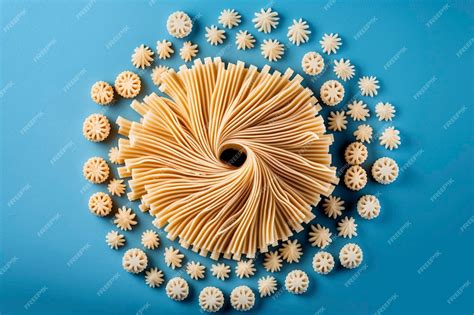 Premium Photo | A picture of pasta with a circle of pasta around it.