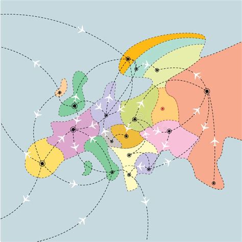 Political Map of Europe with Flying Planes Stock Vector - Illustration of europe, aviation ...