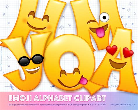 Emoji alphabet clipart font smiling face letters for party | Etsy