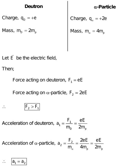 A deuteron and an α particle are placed in an electric field. The force ...