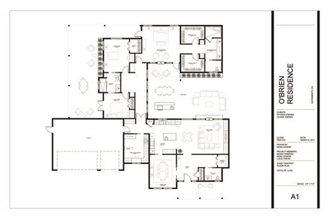 O'Brien Residence | Floor Plan :: 24x36 Title Block - 1/4" = 1'0" | Laminas de arquitectura ...