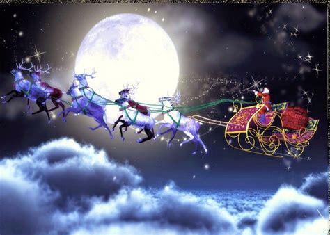 Santa Sleigh And Reindeers In Sky Wallpapers - Wallpaper Cave