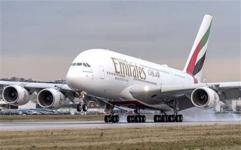 Download wallpapers Airbus A380-800, 4k, Emirates, passenger plane ...